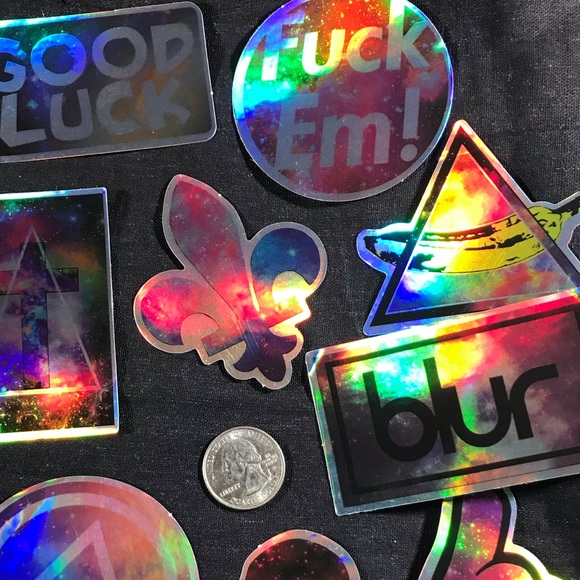 Fleur de Lis Metallic Prismatic Rainbow Reflective Sticker - Picture 4 of 4